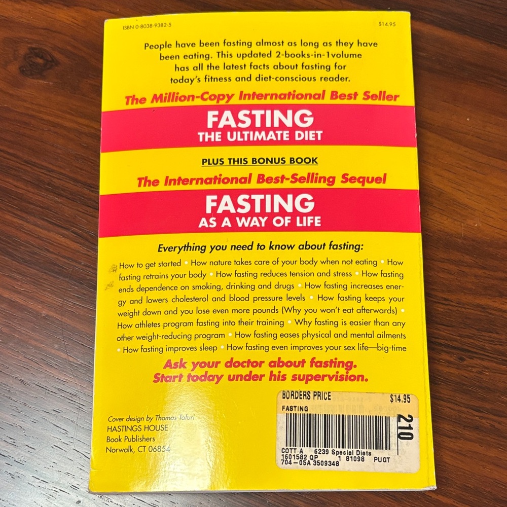Fasting: The Ultimate Diet Book by Alan Cott, M.D. - Borders Bookmark 1998 - Picture 8 of 9
